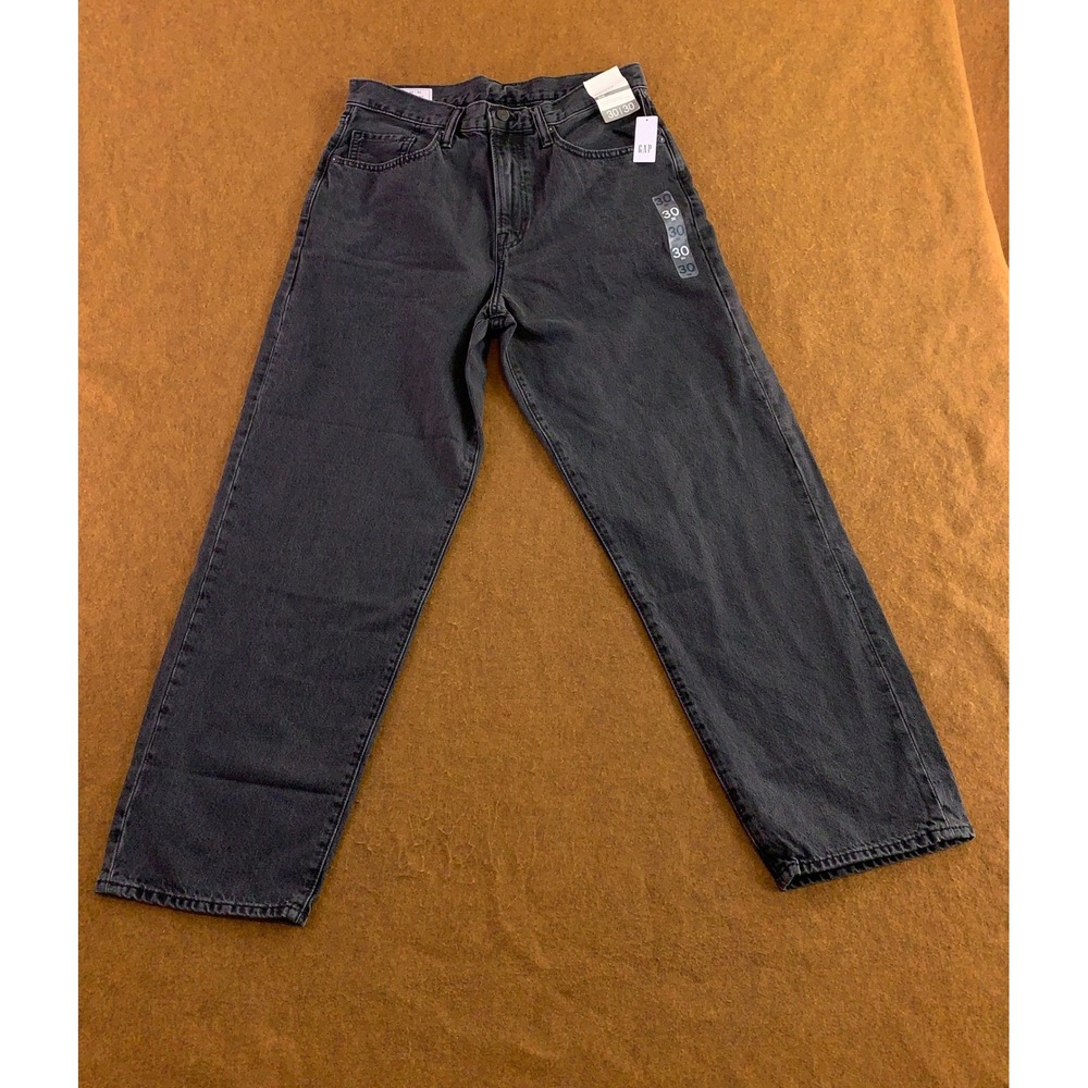 Gap Mens 30x30 Black Baggy Fit Rigid Non-Stretch Denim Jeans NWT